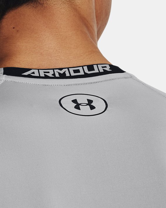 Men's UA HeatGear® Armour Short Sleeve Compression Shirt, Gray, pdpMainDesktop image number 3